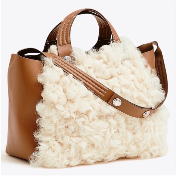 Tory Burch Rory Mini Shearling Tote. - Picture 3 of 15